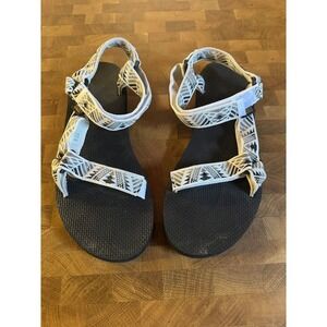 Teva Original Universal Size 10 Sport Sandals Geometric White Black Grey